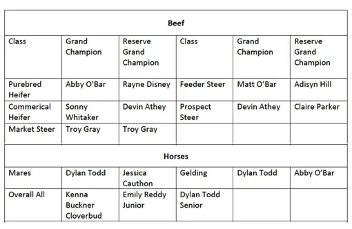 SLC Fair Beef and Horses Winners